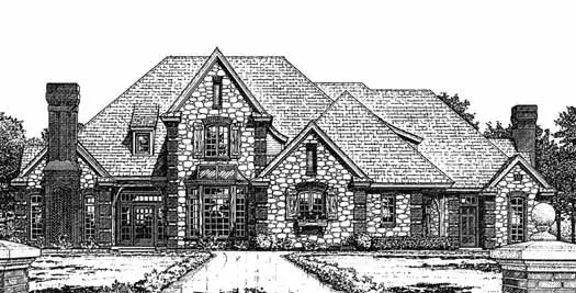 English Country house plans 8-830 - front exterior, 3,690 sq ft, 4 bed, 3 bath house plans | Monster House Plans