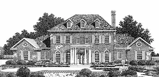 Southern Colonial house plans 8-831 - front exterior, 3,982 sq ft, 4 bed, 3 bath house plans | Monster House Plans