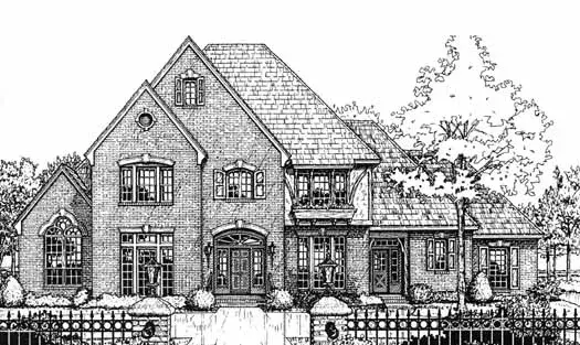 European house plans 8-833 - front exterior, 4,012 sq ft, 4 bed, 3 bath house plans | Monster House Plans
