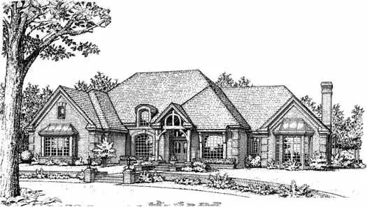 European house plans 8-867 - front exterior, 3,961 sq ft, 3 bed, 3 bath house plans | Monster House Plans
