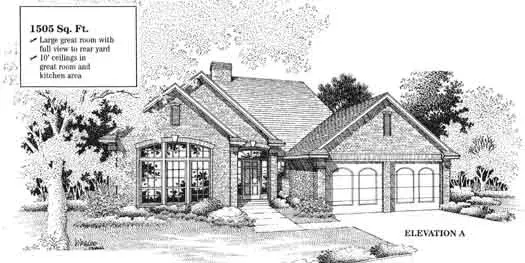 Traditional house plans 8-880 - front exterior, 1,505 sq ft, 3 bed, 5 bath house plans | Monster House Plans