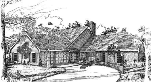 Ranch house plans 8-914 - front exterior, 2,432 sq ft, 3 bed, 2 bath house plans | Monster House Plans