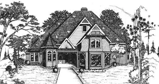 Victorian house plans 8-917 - front exterior, 3,157 sq ft, 4 bed, 3 bath house plans | Monster House Plans
