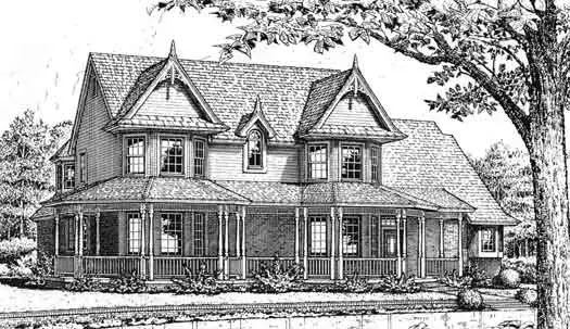 Victorian house plans 8-918 - front exterior, 3,502 sq ft, 4 bed, 3 bath house plans | Monster House Plans