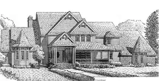 Farmhouse house plans 8-919 - front exterior, 4,303 sq ft, 4 bed, 4 bath house plans | Monster House Plans