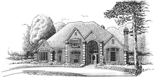 European house plans 8-935 - front exterior, 3,640 sq ft, 4 bed, 3 bath house plans | Monster House Plans