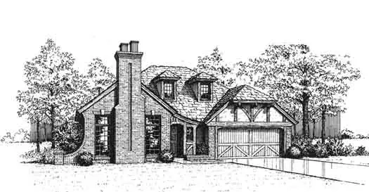 English Country house plans 8-942 - front exterior, 1,500 sq ft, 3 bed, 2 bath house plans | Monster House Plans