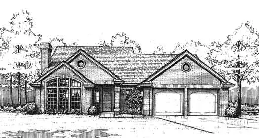 Traditional house plans 8-944 - front exterior, 1,596 sq ft, 3 bed, 2 bath house plans | Monster House Plans