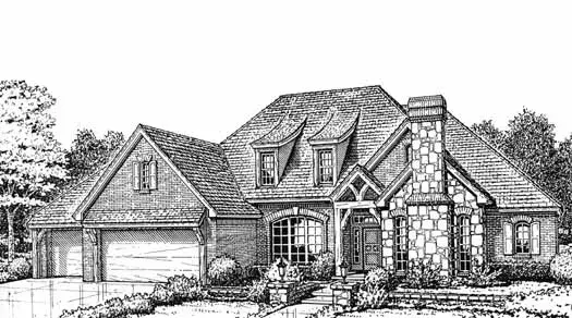 English Country house plans 8-967 - front exterior, 2,728 sq ft, 4 bed, 3 bath house plans | Monster House Plans