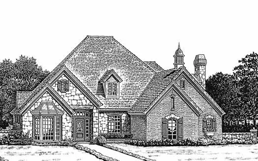 European house plans 8-975 - front exterior, 2,811 sq ft, 4 bed, 3 bath house plans | Monster House Plans