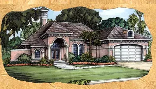 Mediterranean house plans 81-112 - front exterior, 2,040 sq ft, 3 bed, 2 bath house plans | Monster House Plans