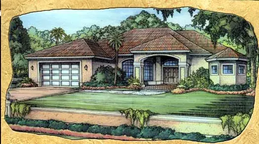 Mediterranean house plans 81-113 - front exterior, 2,181 sq ft, 3 bed, 2 bath house plans | Monster House Plans