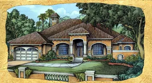 Mediterranean house plans 81-114 - front exterior, 2,519 sq ft, 4 bed, 3 bath house plans | Monster House Plans