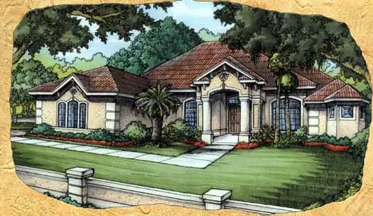 Mediterranean house plans 81-119 - front exterior, 2,843 sq ft, 3 bed, 3 bath house plans | Monster House Plans