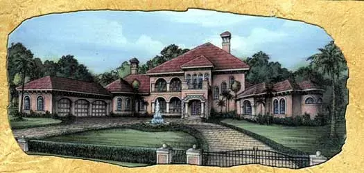 Mediterranean house plans 81-123 - front exterior, 4,573 sq ft, 4 bed, 4 bath house plans | Monster House Plans
