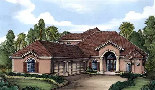 Mediterranean house plans 81-125 - front exterior, 5,113 sq ft, 4 bed, 4 bath house plans | Monster House Plans
