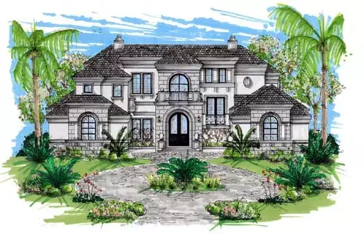 Mediterranean house plans 82-104 - front exterior, 7,395 sq ft, 6 bed, 6 bath house plans | Monster House Plans