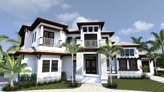 Coastal house plans 82-123 - front exterior, 6,001 sq ft, 5 bed, 6 bath house plans | Monster House Plans