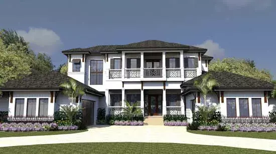 Coastal house plans 82-124 - front exterior, 4,940 sq ft, 4 bed, 4 bath house plans | Monster House Plans