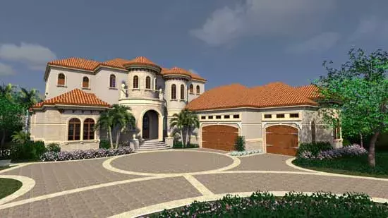 Mediterranean house plans 82-127 - front exterior, 5,126 sq ft, 4 bed, 5 bath house plans | Monster House Plans