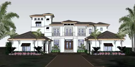 Florida house plans 82-134 - front exterior, 5,093 sq ft, 4 bed, 5 bath house plans | Monster House Plans