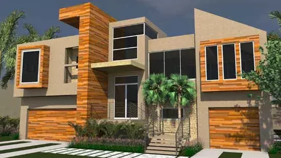 Modern house plans 82-140 - front exterior, 2,989 sq ft, 3 bed, 3 bath house plans | Monster House Plans
