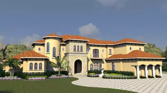 Mediterranean house plans 82-156 - front exterior, 9,639 sq ft, 5 bed, 6 bath house plans | Monster House Plans