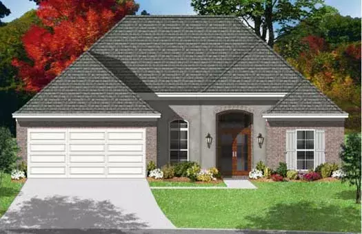 Mediterranean house plans 83-102 - front exterior, 1,371 sq ft, 3 bed, 2 bath house plans | Monster House Plans
