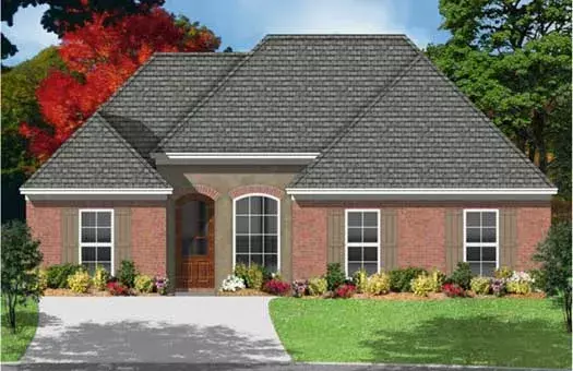 European house plans 83-110 - front exterior, 1,417 sq ft, 3 bed, 2 bath house plans | Monster House Plans