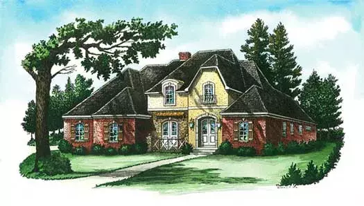 French Country house plans 83-126 - front exterior, 2,630 sq ft, 4 bed, 3 bath house plans | Monster House Plans