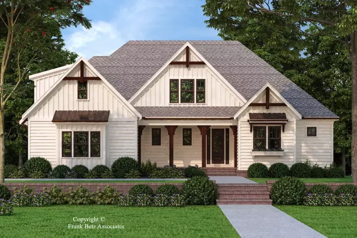 Modern Farmhouse house plans 85-1068 - front exterior, 2,462 sq ft, 4 bed, 3 bath house plans | Monster House Plans