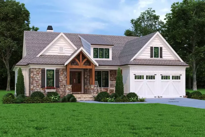 Modern Farmhouse house plans 85-1076 - front exterior, 3,072 sq ft, 4 bed, 4 bath house plans | Monster House Plans