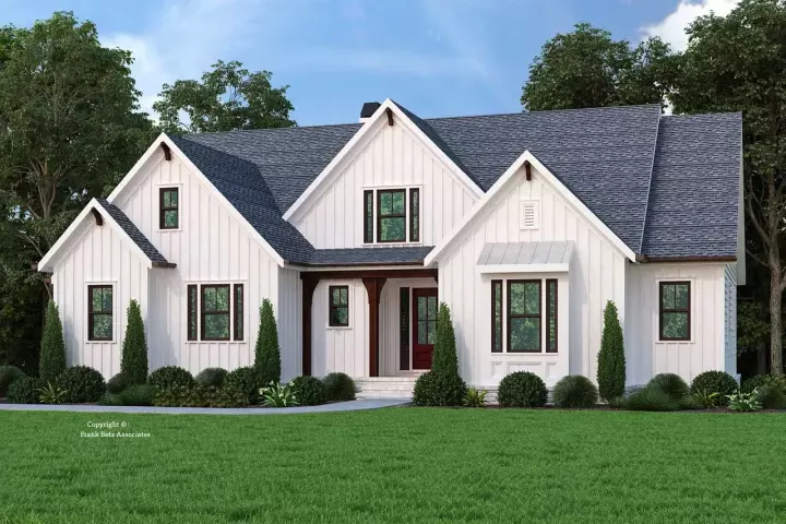 Modern Farmhouse house plans 85-1077 - front exterior, 2,852 sq ft, 4 bed, 3 bath house plans | Monster House Plans