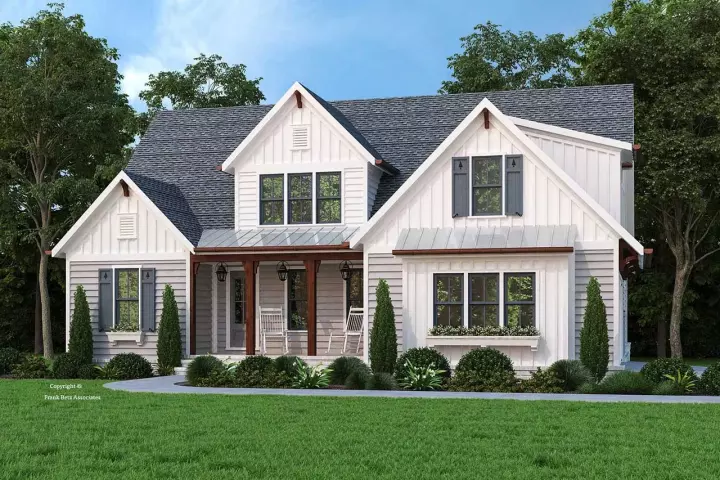 Modern Farmhouse house plans 85-1082 - front exterior, 2,258 sq ft, 3 bed, 2 bath house plans | Monster House Plans