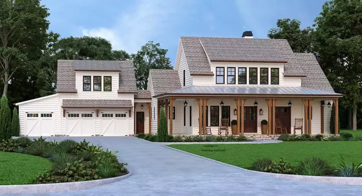 Modern Farmhouse house plans 85-1088 - front exterior, 2,867 sq ft, 4 bed, 3 bath house plans | Monster House Plans
