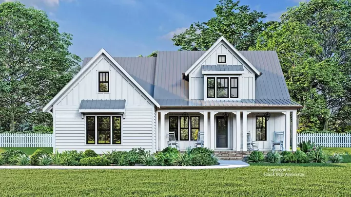 Modern Farmhouse house plans 85-1089 - front exterior, 2,436 sq ft, 4 bed, 2 bath house plans | Monster House Plans