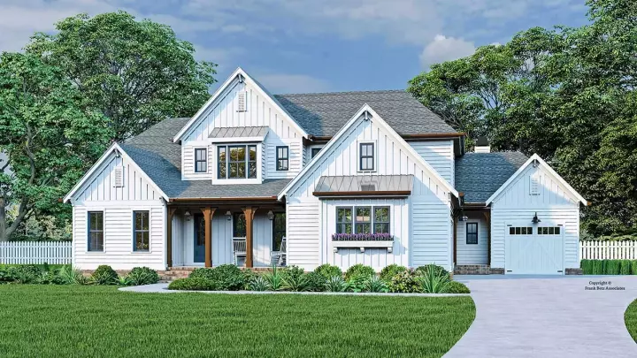 Modern Farmhouse house plans 85-1091 - front exterior, 3,025 sq ft, 4 bed, 3 bath house plans | Monster House Plans