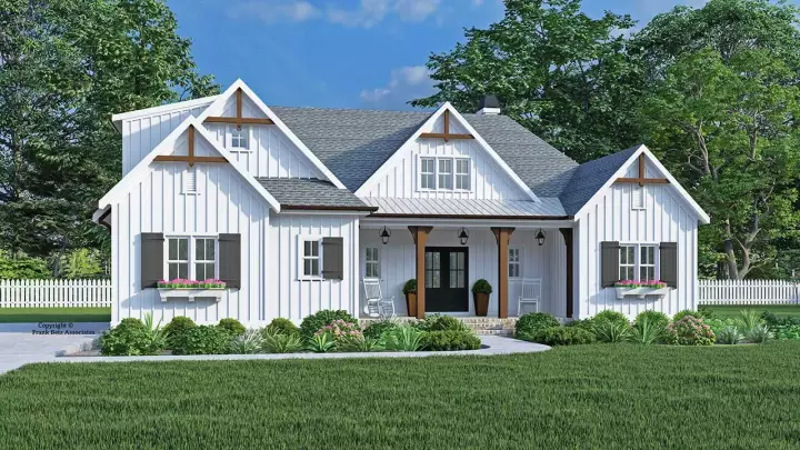 Modern Farmhouse house plans 85-1096 - front exterior, 2,355 sq ft, 3 bed, 3 bath house plans | Monster House Plans