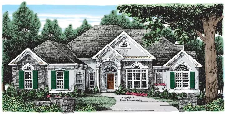 European house plans 85-139 - front exterior, 2,491 sq ft, 4 bed, 3 bath house plans | Monster House Plans