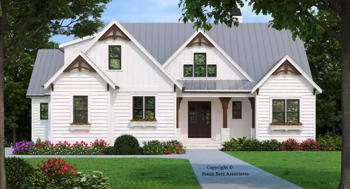 Modern Farmhouse house plans 85-159 - front exterior, 2,205 sq ft, 4 bed, 2 bath house plans | Monster House Plans