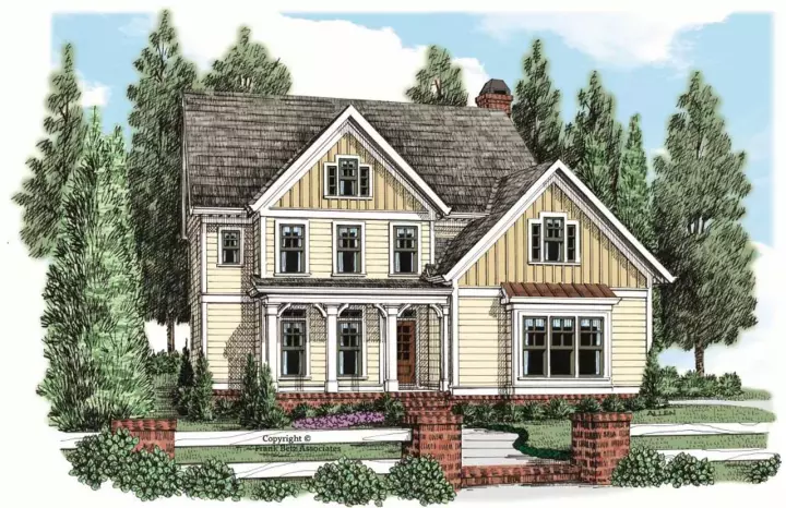 Farmhouse house plans 85-232 - front exterior, 2,112 sq ft, 4 bed, 2 bath house plans | Monster House Plans