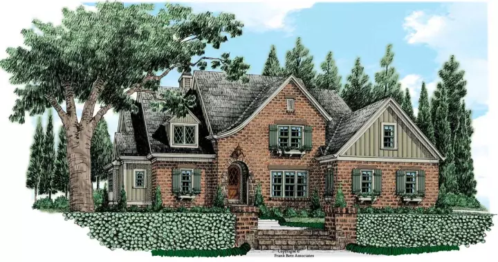 French Country house plans 85-247 - front exterior, 3,700 sq ft, 5 bed, 4 bath house plans | Monster House Plans