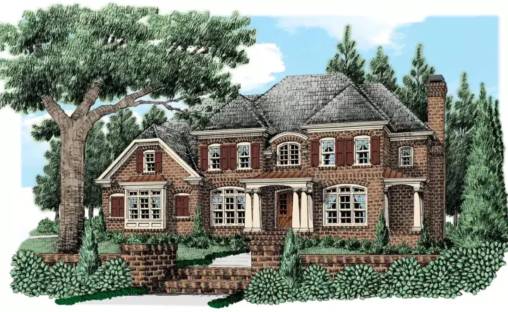 European house plans 85-254 - front exterior, 3,592 sq ft, 4 bed, 4 bath house plans | Monster House Plans