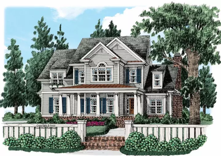 Southern Colonial house plans 85-258 - front exterior, 2,883 sq ft, 4 bed, 3 bath house plans | Monster House Plans