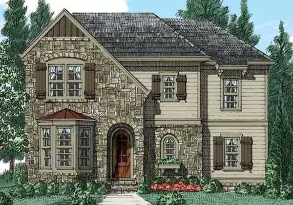 European house plans 85-291 - front exterior, 2,801 sq ft, 4 bed, 3 bath house plans | Monster House Plans