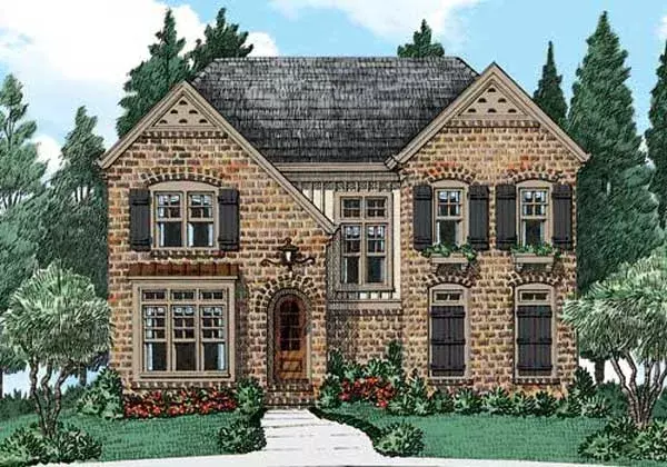 European house plans 85-293 - front exterior, 2,644 sq ft, 4 bed, 3 bath house plans | Monster House Plans
