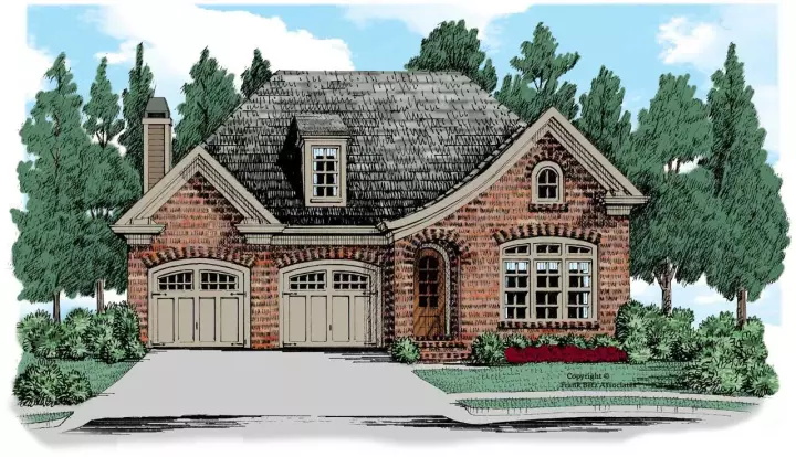 European house plans 85-299 - front exterior, 1,801 sq ft, 2 bed, 2 bath house plans | Monster House Plans