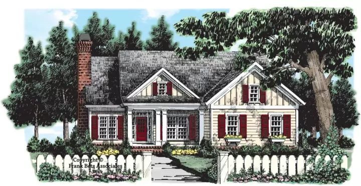 Cottage house plans 85-306 - front exterior, 1,406 sq ft, 3 bed, 2 bath house plans | Monster House Plans
