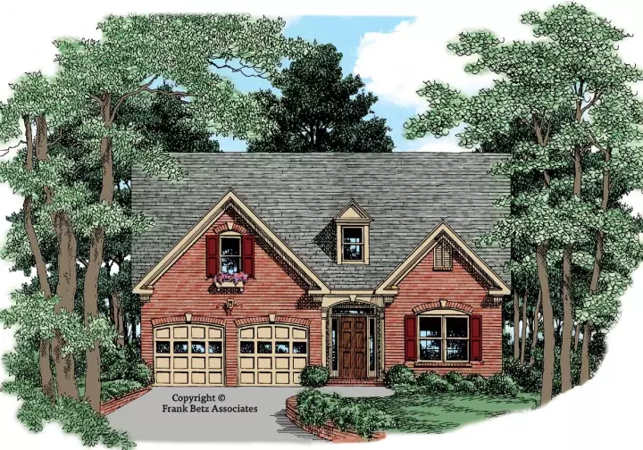 Traditional house plans 85-308 - front exterior, 1,347 sq ft, 3 bed, 2 bath house plans | Monster House Plans