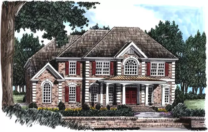 Southern house plans 85-348 - front exterior, 2,887 sq ft, 4 bed, 3 bath house plans | Monster House Plans